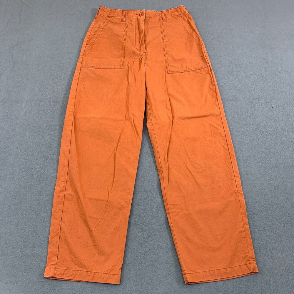 Lacoste Pants Womens Size 36 High-Waist Relaxed Lightweight Cotton Patch Pockets